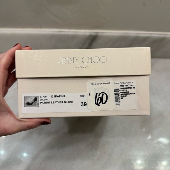 Jimmy Choo Patent Black Leather Papina Wedges - Picture 6 of 6